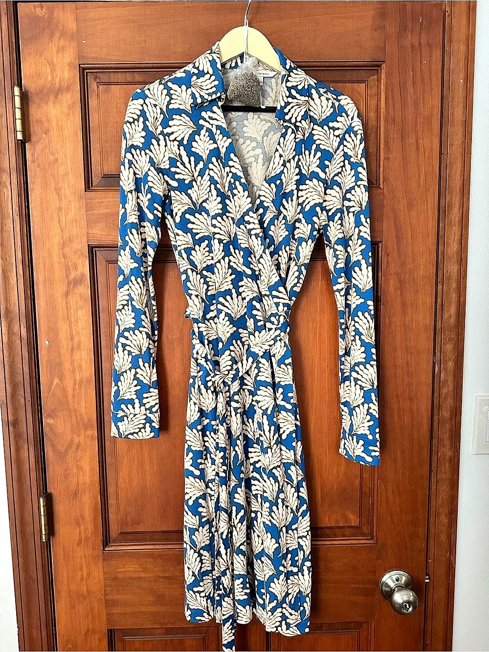 Diane von Furstenberg New Julian Two Floral Wrap Midi Dress Blue Size 8